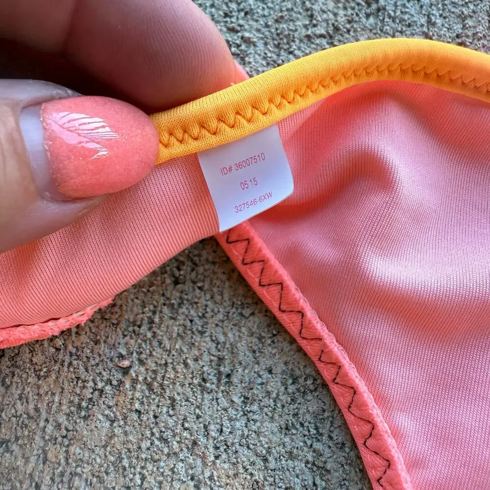 Victoria's Secret The Itsy Bikini Bottom Coral Pink Orange Colorblock SMALL